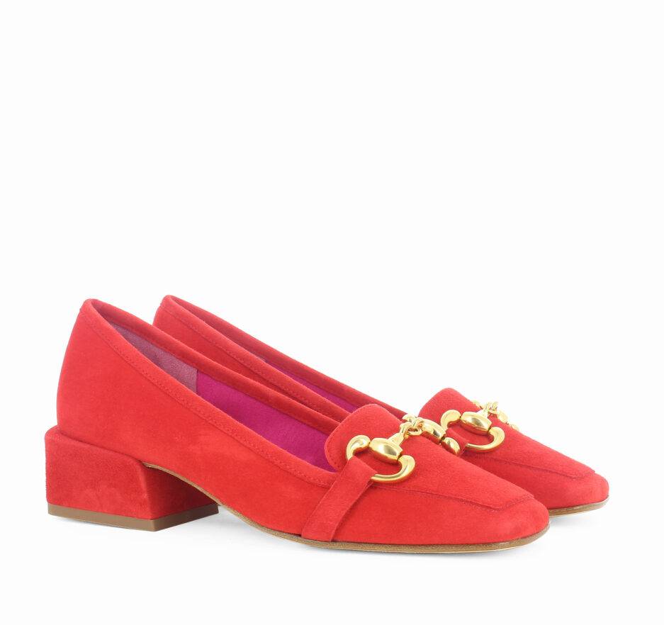 Le Babe MOCASSINI IN VELOUR ROSSO Nuovo