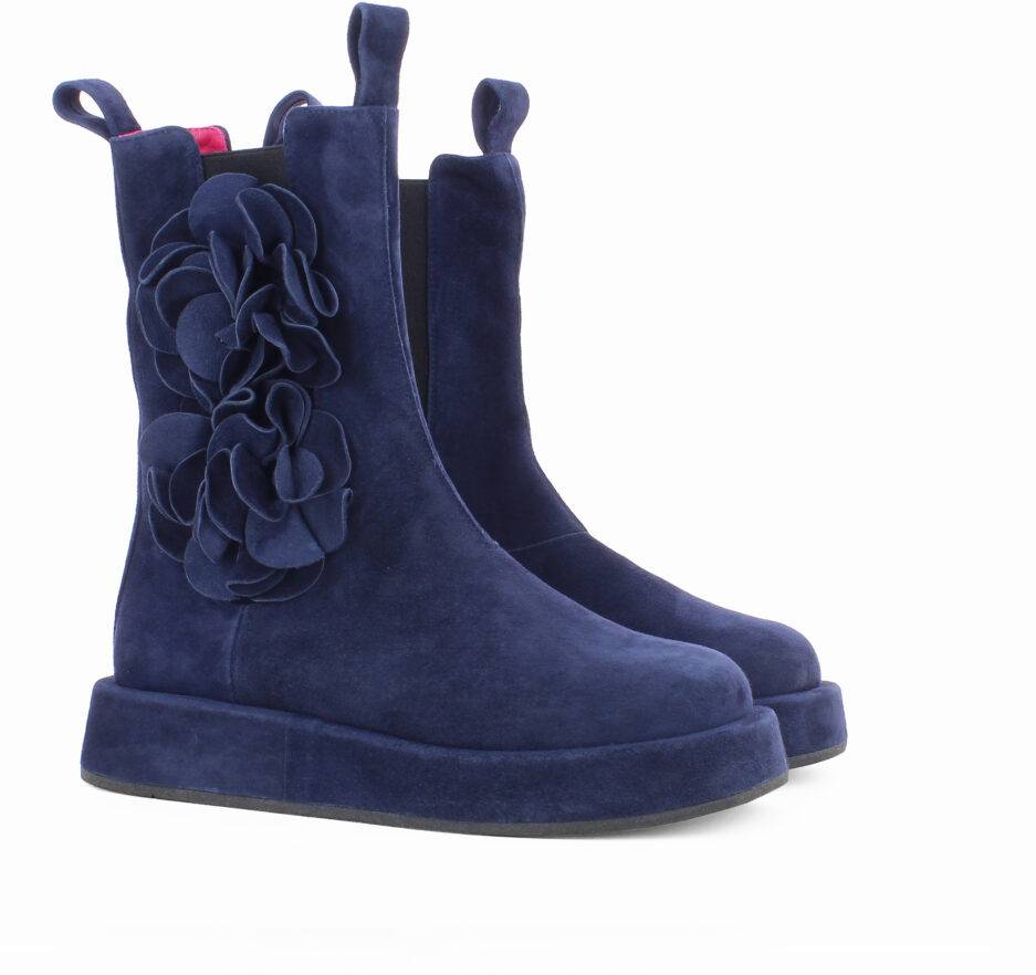 Le Babe BOOTS IN VELOUR BLU Moda
