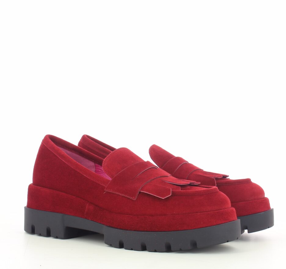 Le Babe MOCASSINI IN VELOUR SCARLET Nuovo