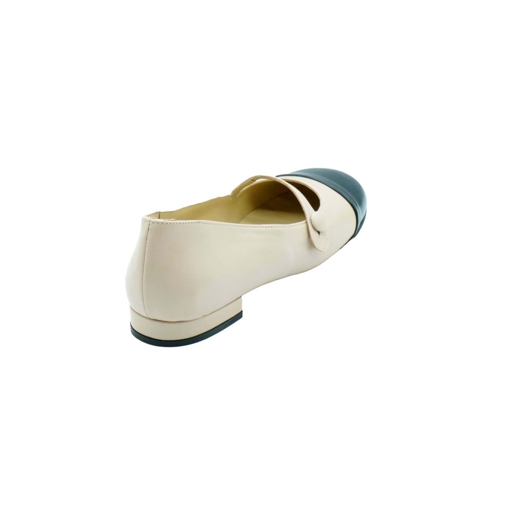 ﻿Lea Gu ballerina in nappa con punta in contrasto, tacco 10mm Moda