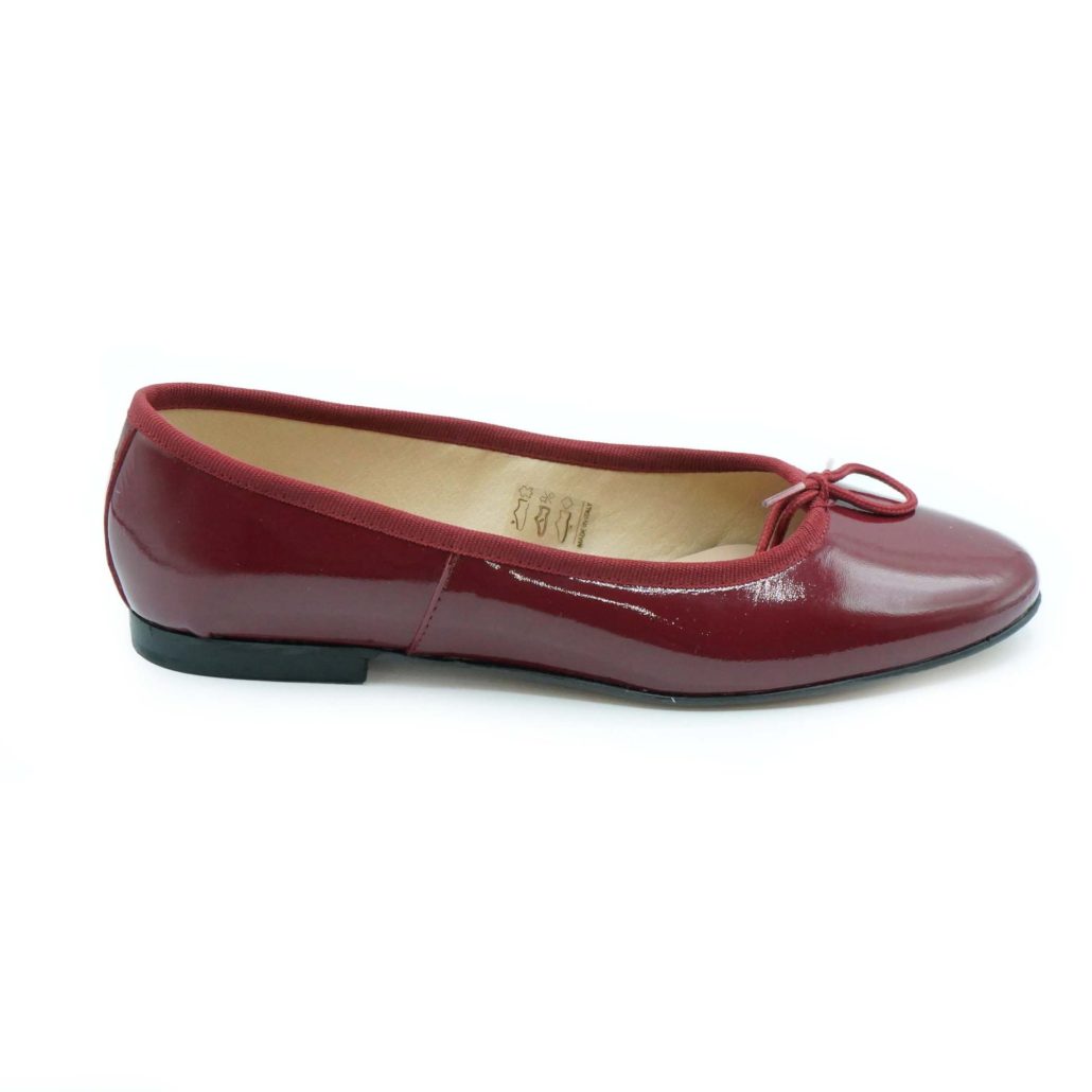 Lea Gu ballerina in vernice, fiocco frontale, punta tonda, tacco 10mm