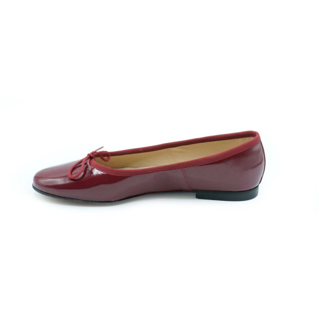 Lea Gu ballerina in vernice, fiocco frontale, punta tonda, tacco 10mm Italy