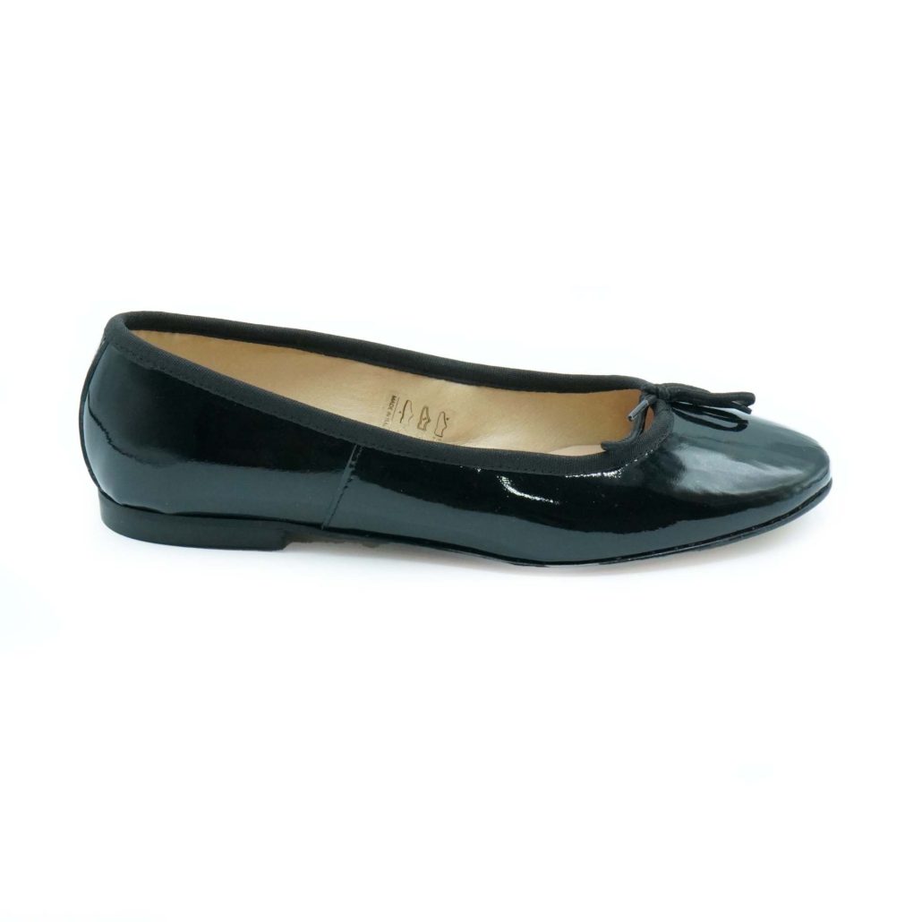 Lea Gu ballerina in vernice, fiocco frontale, punta tonda, tacco 10mm Italy