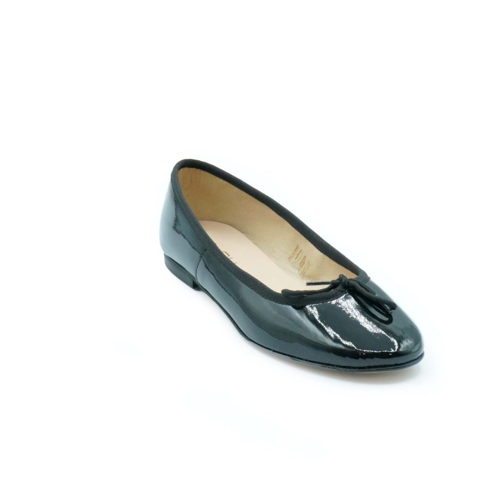 Lea Gu ballerina in vernice, fiocco frontale, punta tonda, tacco 10mm Italy