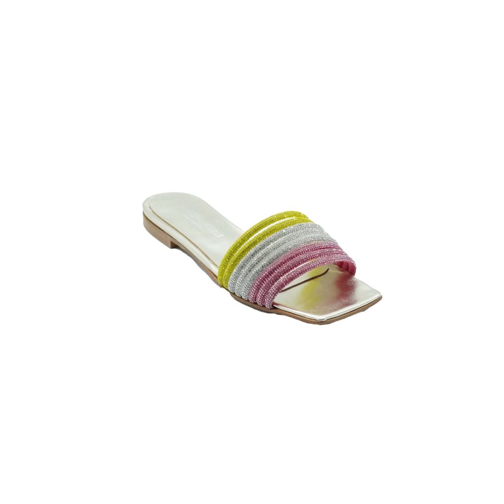 Lea Gu ciabattina in nappa laminata, fasce frontali, punta quadrata, tacco 10mm Negozi Online