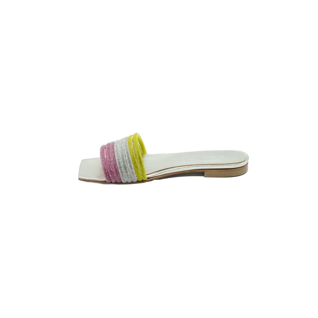 Lea Gu ciabattina in nappa laminata, fasce frontali, punta quadrata, tacco 10mm Negozi Online