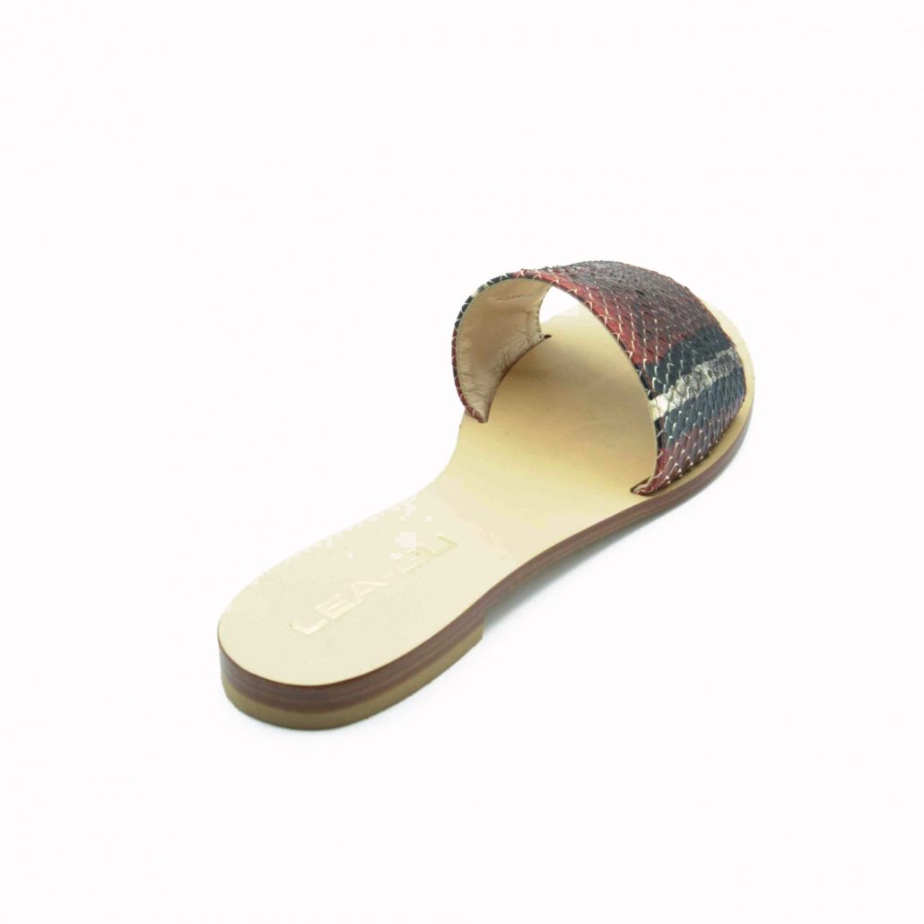 Lea Gu ciabattina in nappa stampa pitone, fascia frontale, tacco 15 mm Promozione Limitata