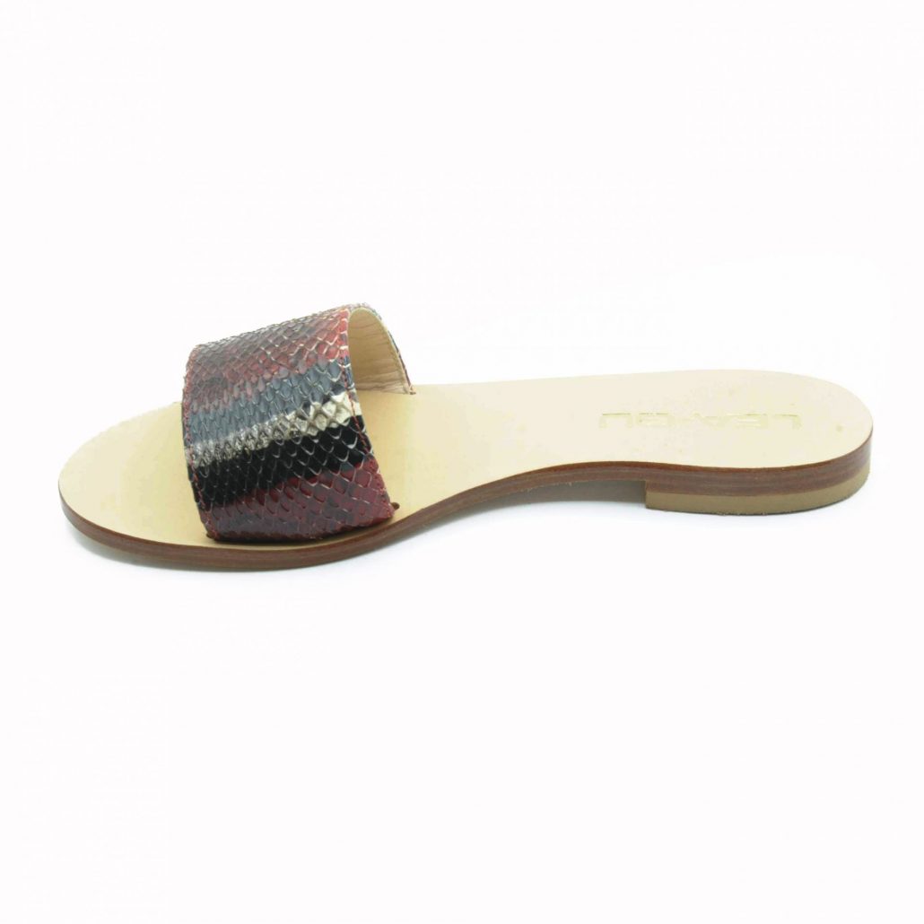 Lea Gu ciabattina in nappa stampa pitone, fascia frontale, tacco 15 mm Promozione Limitata