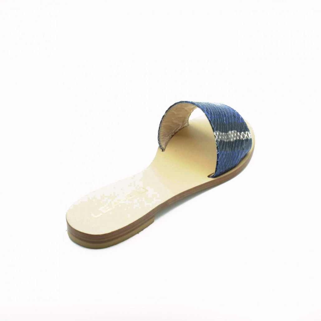 Lea Gu ciabattina in nappa stampa pitone, fascia frontale, tacco 15 mm Promozione Limitata
