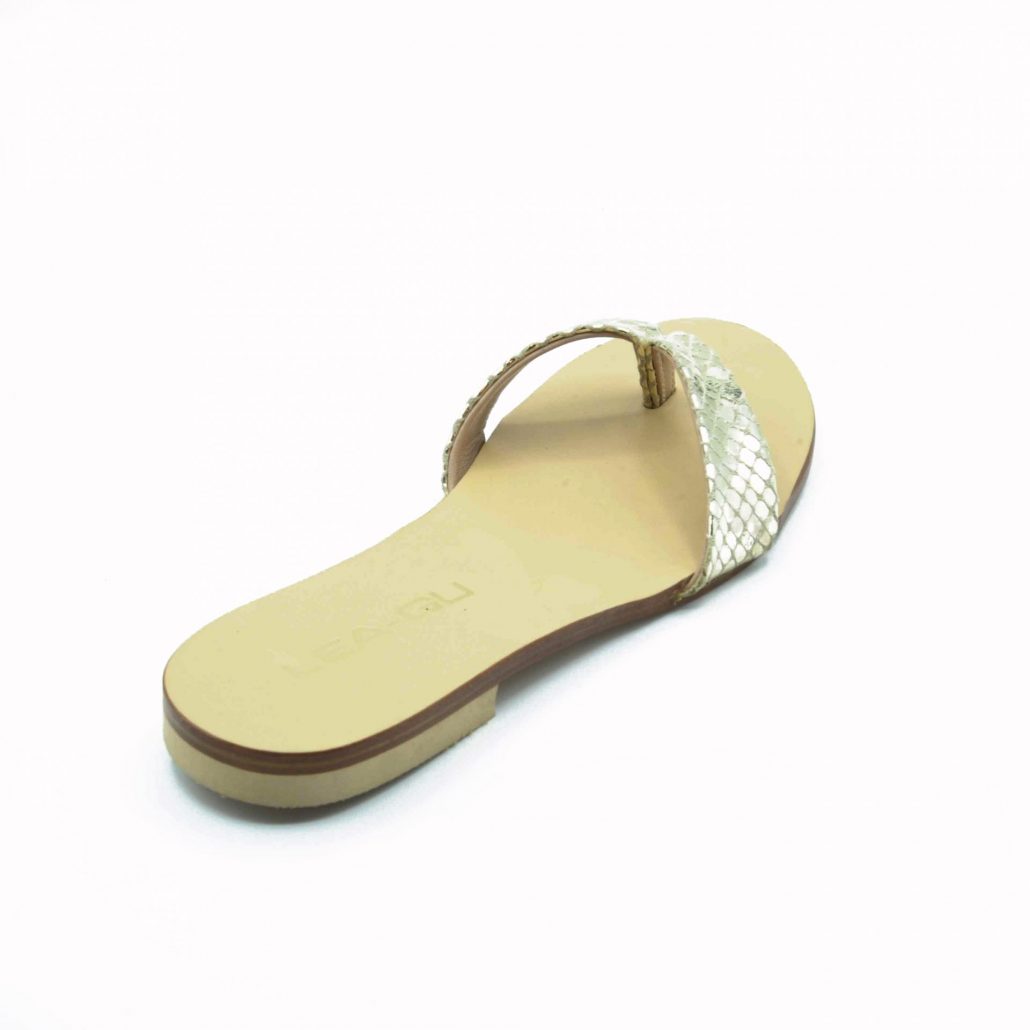 Lea Gu ciabattina in nappa stampa pitone, infradito, tacco 15 mm Fino Al -60%