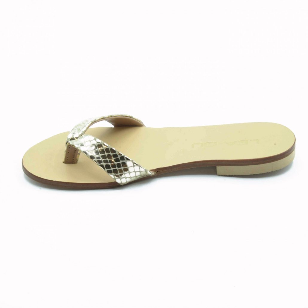 Lea Gu ciabattina in nappa stampa pitone, infradito, tacco 15 mm Fino Al -60%