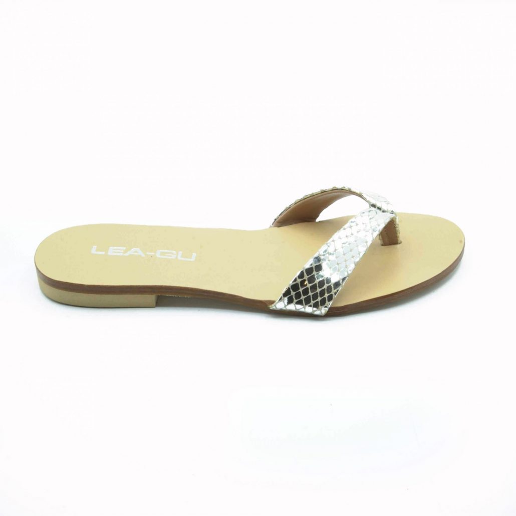 Lea Gu ciabattina in nappa stampa pitone, infradito, tacco 15 mm Fino Al -60%