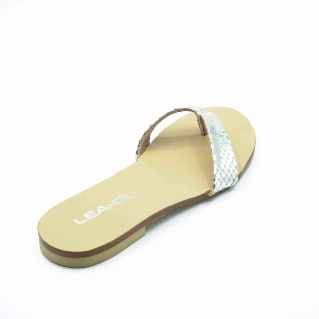Lea Gu ciabattina in nappa stampa pitone, infradito, tacco 15 mm Fino Al -60%