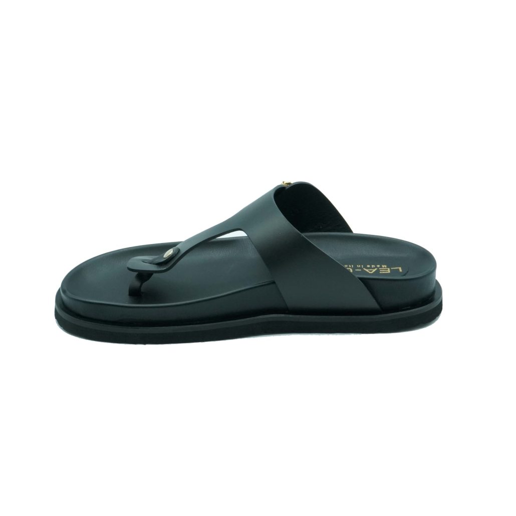 Lea Gu ciabattina in nappa, doppia fibbia oro frontale, fondo gomma 40 mm Shopping Online