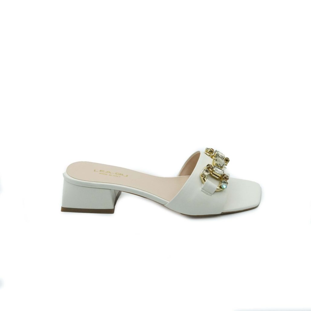 Lea Gu ciabattina in nappa, fascia con accessorio frontale, tacco 45 mm Affare Del Giorno