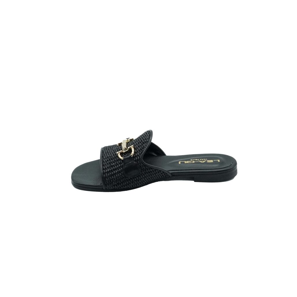 Lea Gu ciabattina in nappa, fascia frontale in rafia con accessorio, tacco 10mm Convenienza