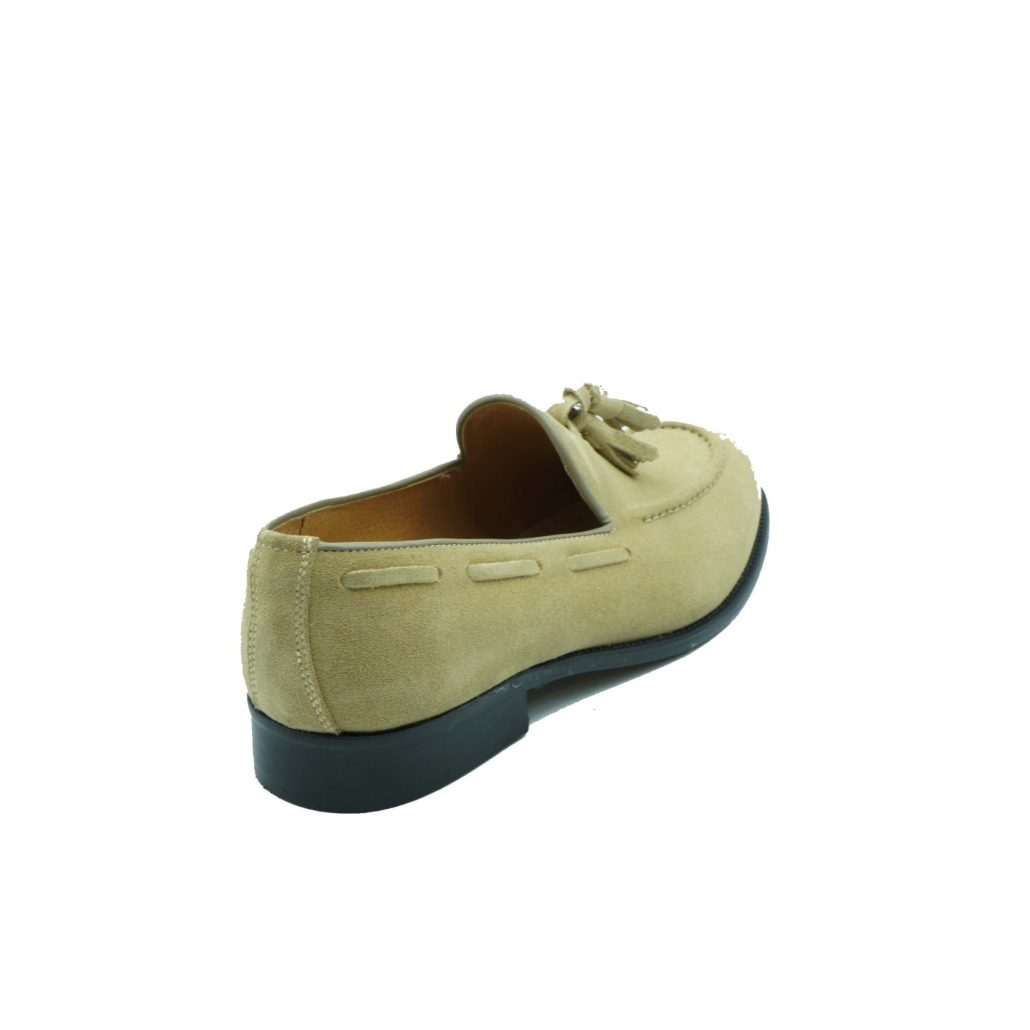 Lea Gu mocassino in camoscio, nappine frontali, fondo cuoio 25mm Online