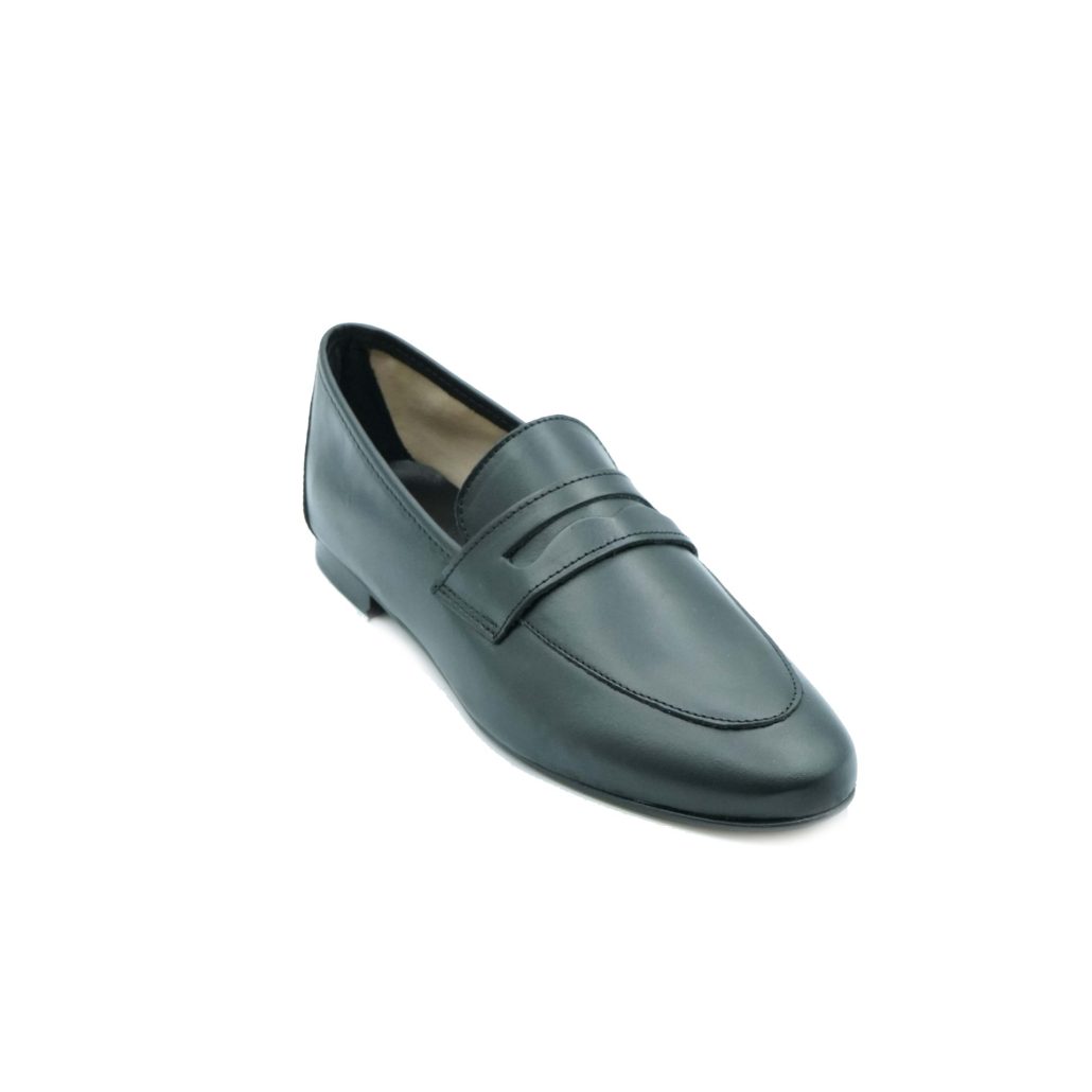Lea Gu mocassino in nappa, bocca di leone frontale, tacco 10mm In Vendita