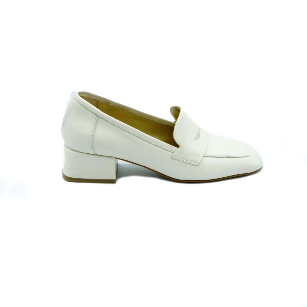Lea Gu mocassino in nappa, punta quadrata, bocca di leone frontale, tacco 35mm Offerte