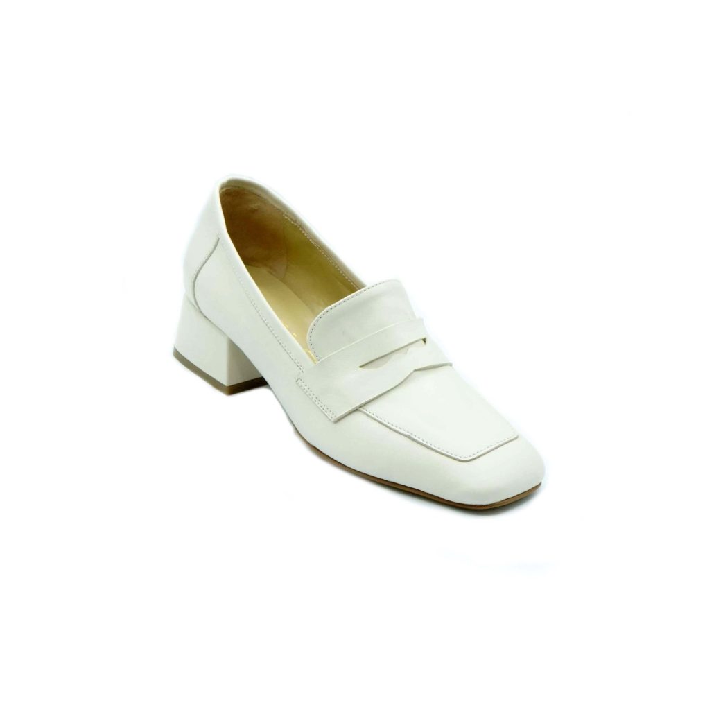 Lea Gu mocassino in nappa, punta quadrata, bocca di leone frontale, tacco 35mm Offerte
