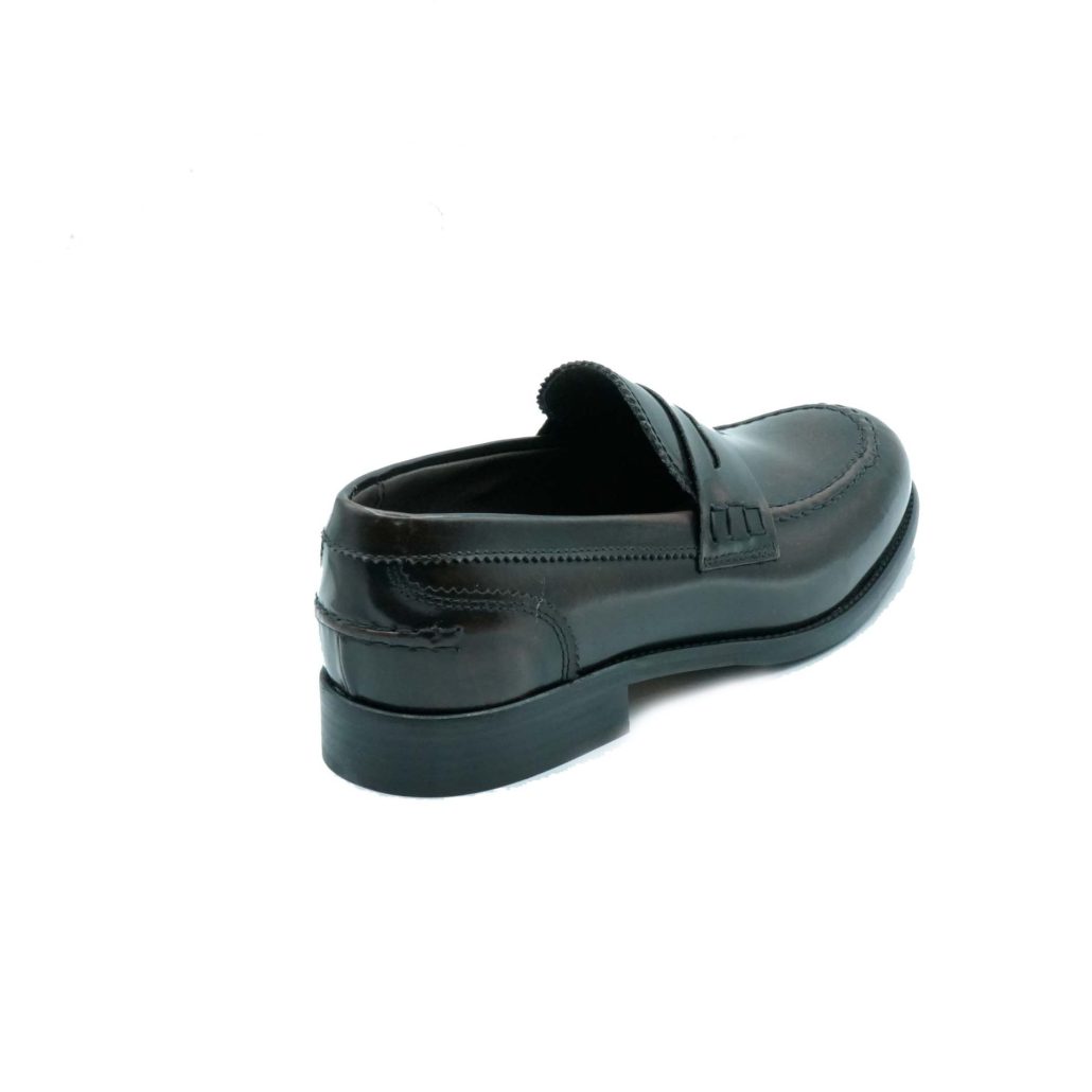Lea Gu mocassino in vitello abrasivato, bocca di leone frontale, tacco 25mm Vendita Calda