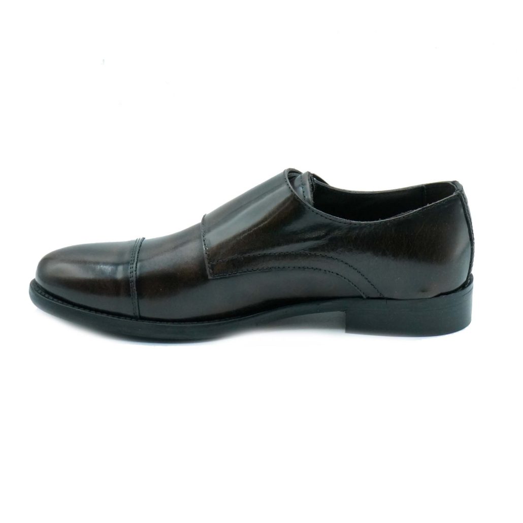 Lea Gu mocassino in vitello abrasivato, doppia fibbia frontale, tacco 25mm Vendita Economica