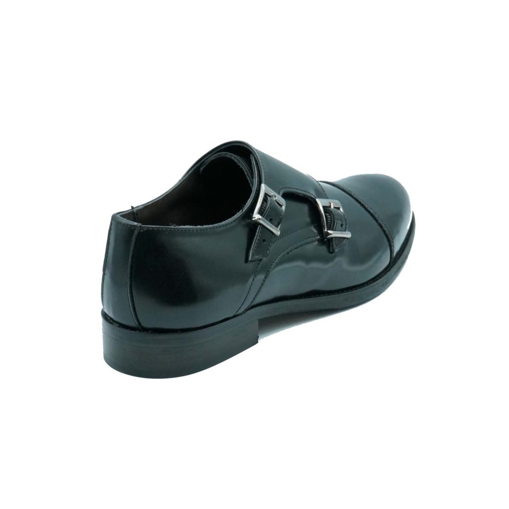 Lea Gu mocassino in vitello abrasivato, doppia fibbia frontale, tacco 25mm Vendita Economica