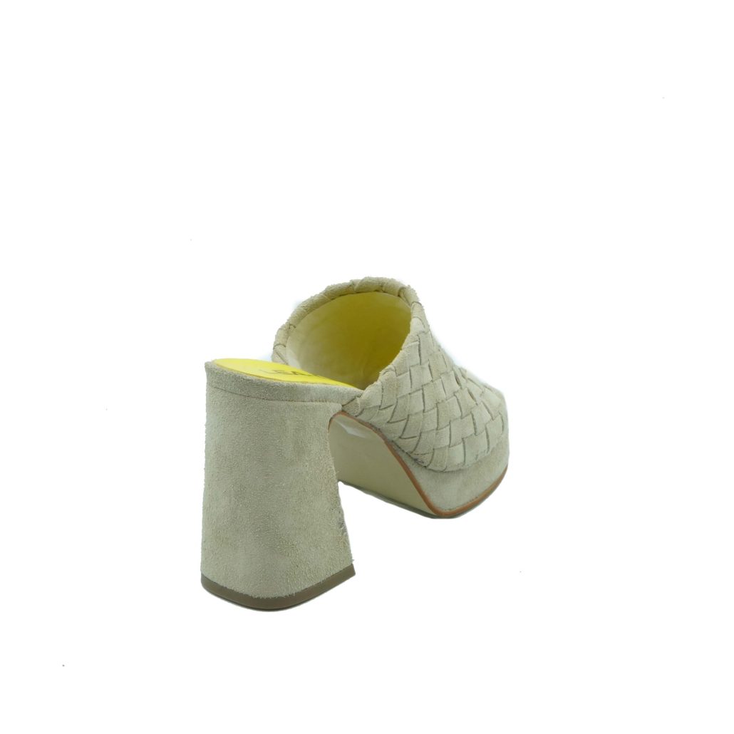 Lea Gu sabot in camoscio, fascia frontale intrecciata, tacco ricoperto 100mm plateau 20mm Negozio