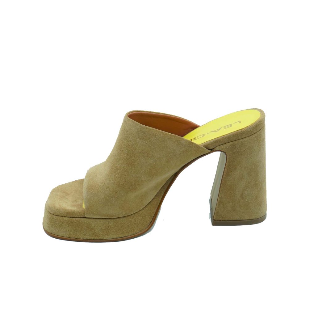 Lea Gu sabot in camoscio, fascia frontale, tacco ricoperto 100mm plateau 20mm In Saldo