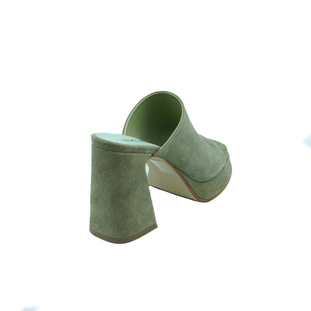 Lea Gu sabot in camoscio, fascia frontale, tacco ricoperto 100mm plateau 20mm In Saldo