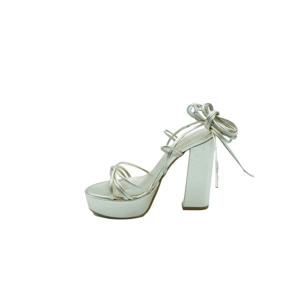 Lea Gu sandalo con fasce incrociate, allacciatura al polpaccio, tacco 120mm plateau 25mm Moda