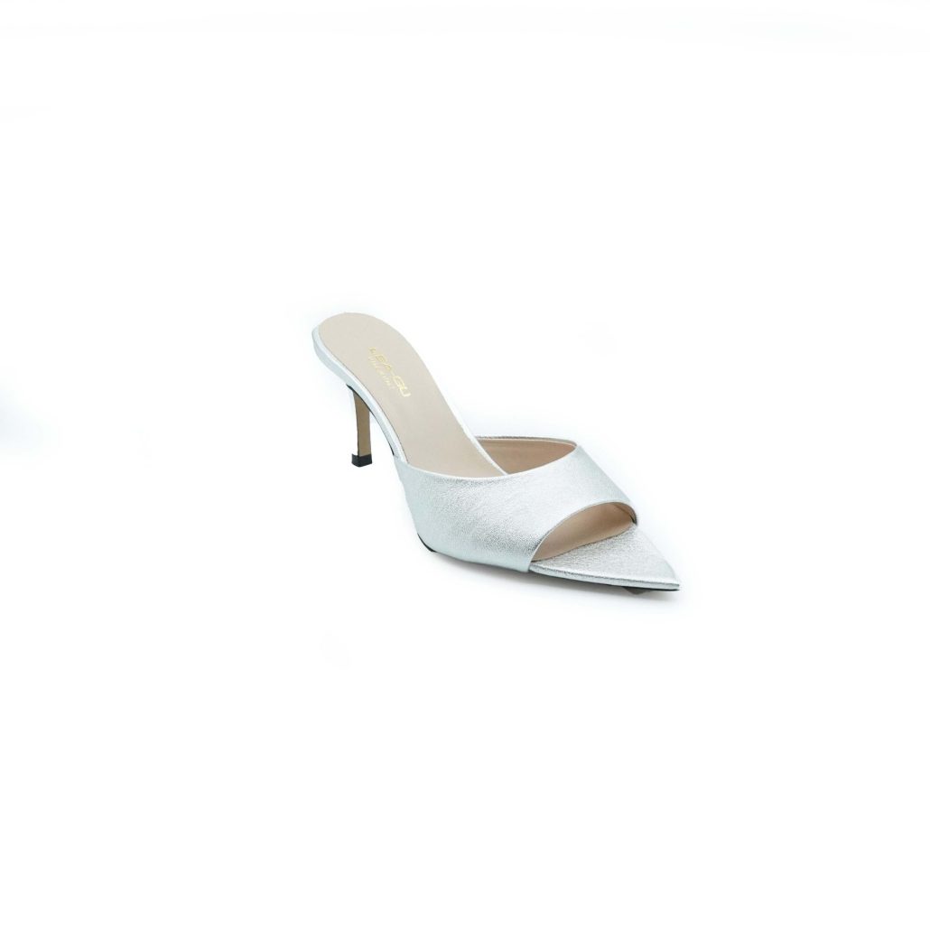 Lea Gu sandalo con tacco in nappa laminata, fascia frontale, tacco 60mm 2025