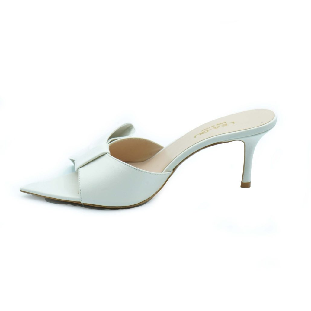 Lea Gu sandalo con tacco in nappa, fascia e fiocco frontale, tacco 60mm Nuovo