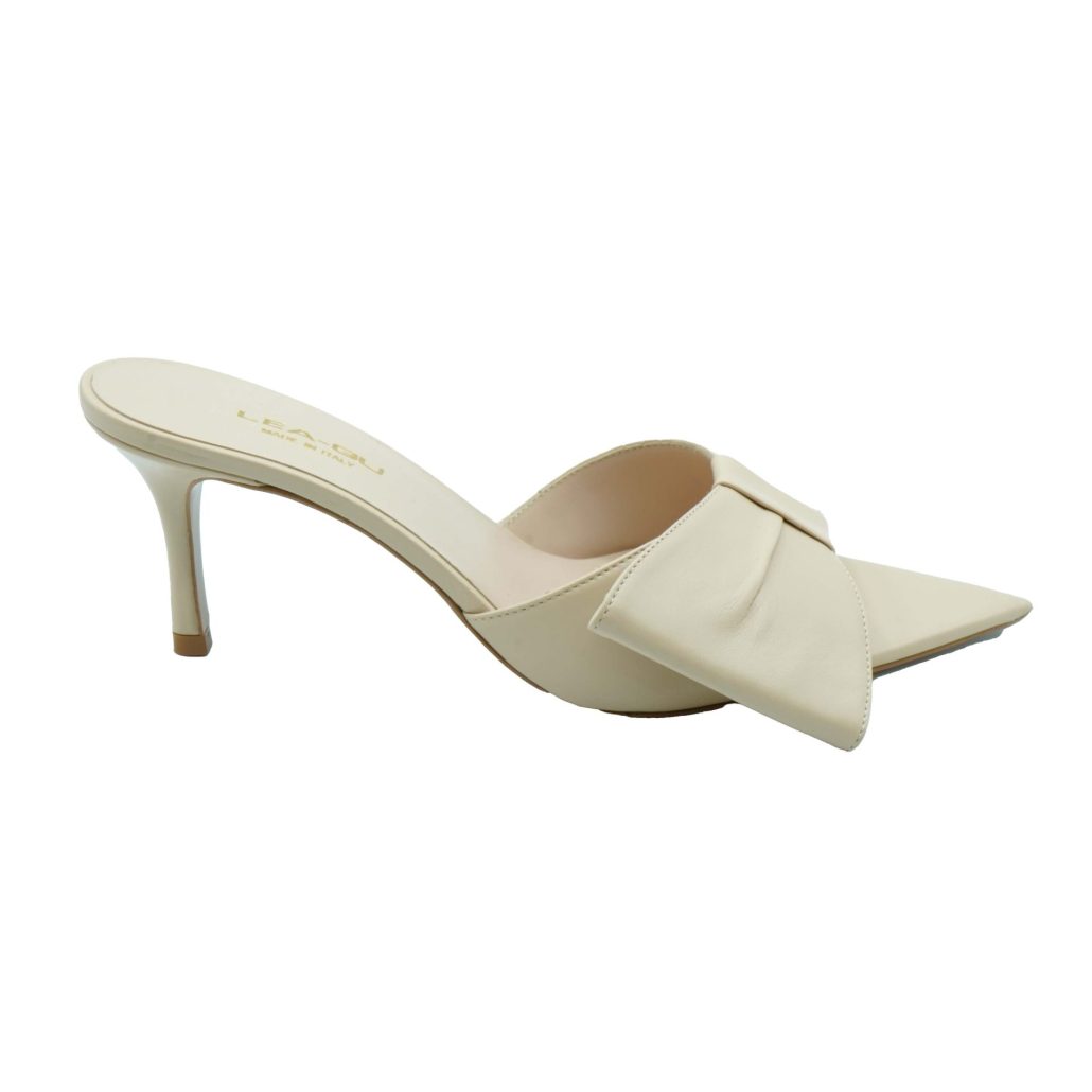 Lea Gu sandalo con tacco in nappa, fascia e fiocco frontale, tacco 60mm Nuovo