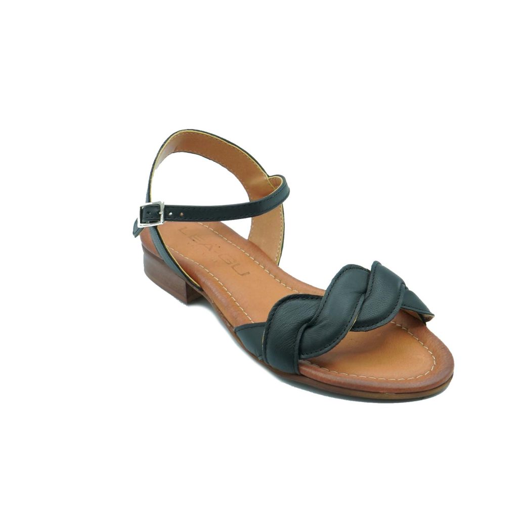Lea Gu sandalo in nappa intrecciata, fascia frontale, chiusura posteriore, tacco 20mm Soddisfazione Garantita