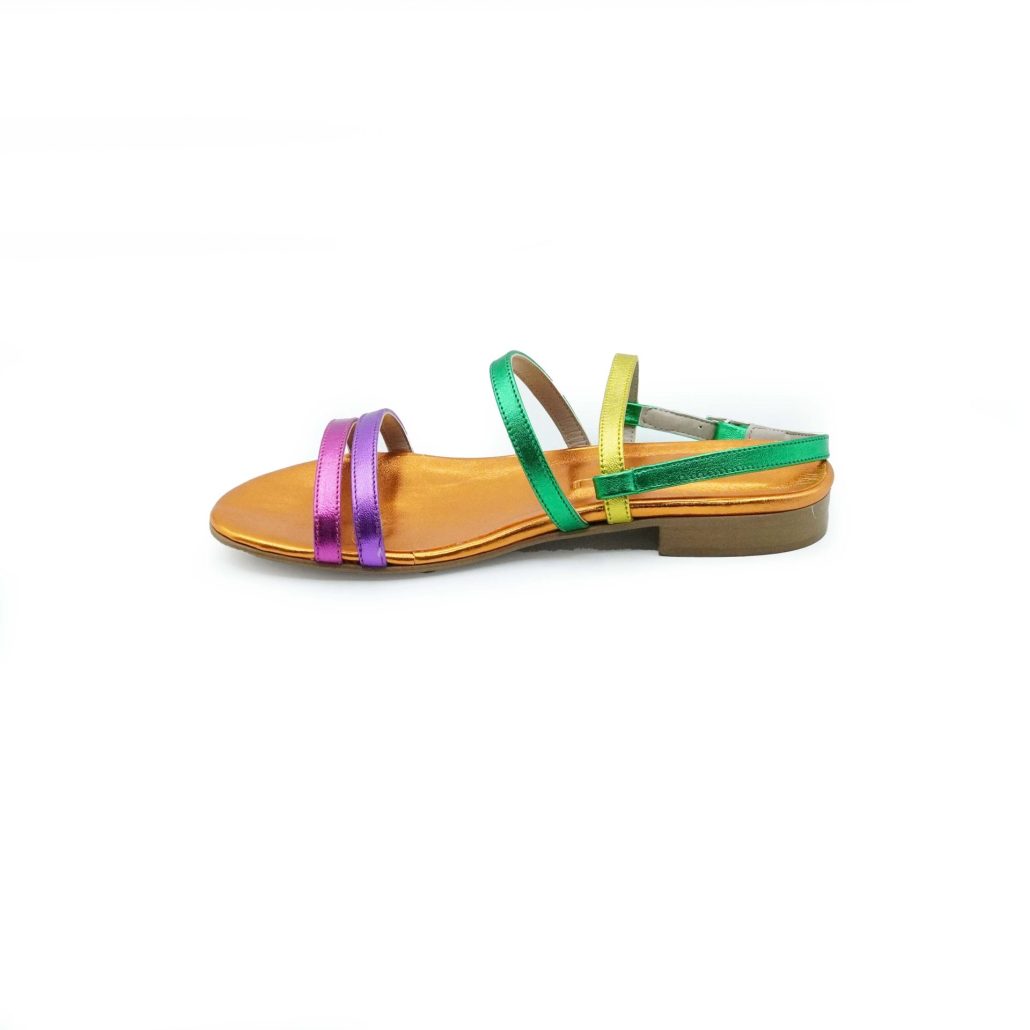 Lea Gu sandalo in nappa laminata, fasce frontali, chiusura posteriore, tacco 10mm Negozi Online
