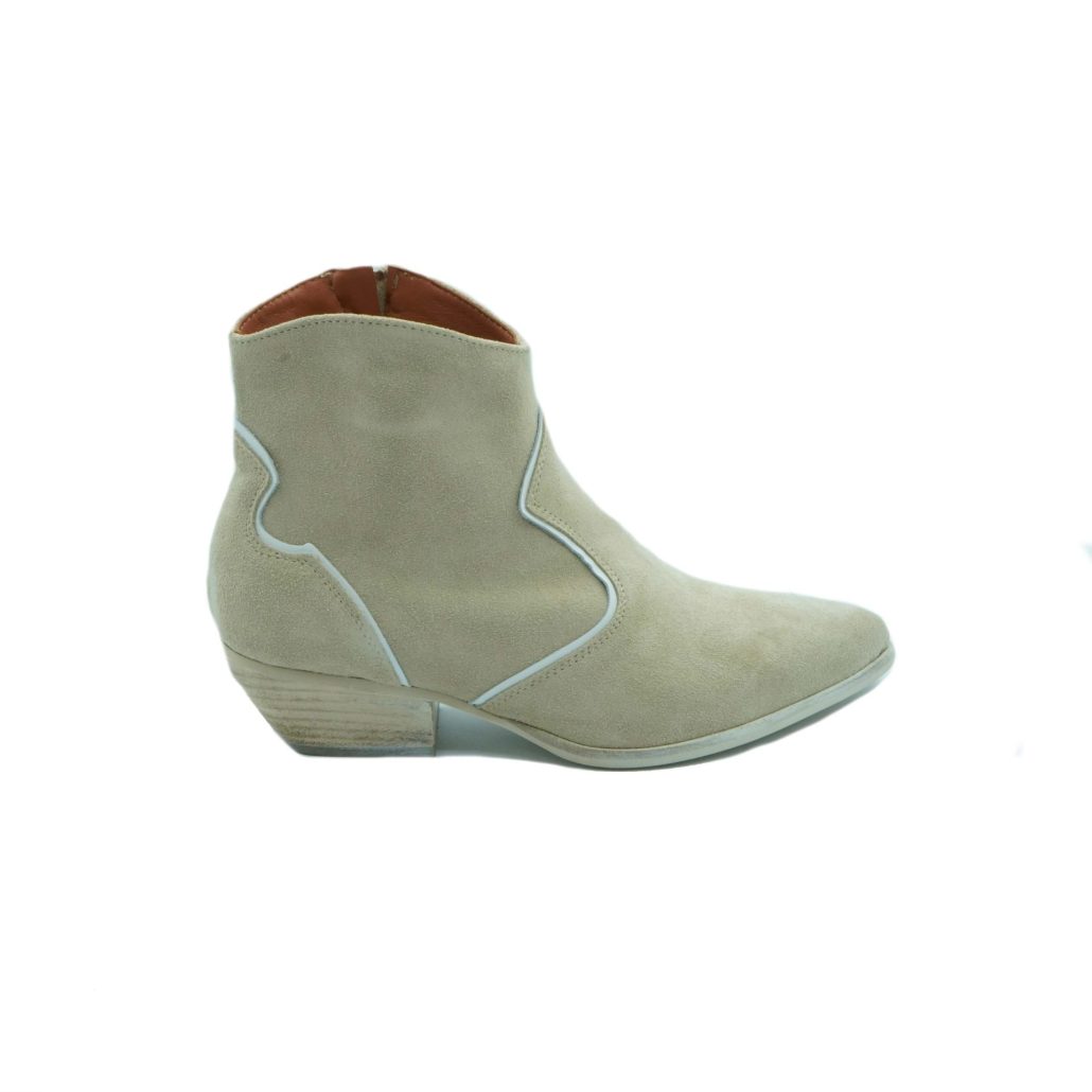 Lea Gu texano in camoscio con inserti in nappa, zip interna, tacco 40 mm