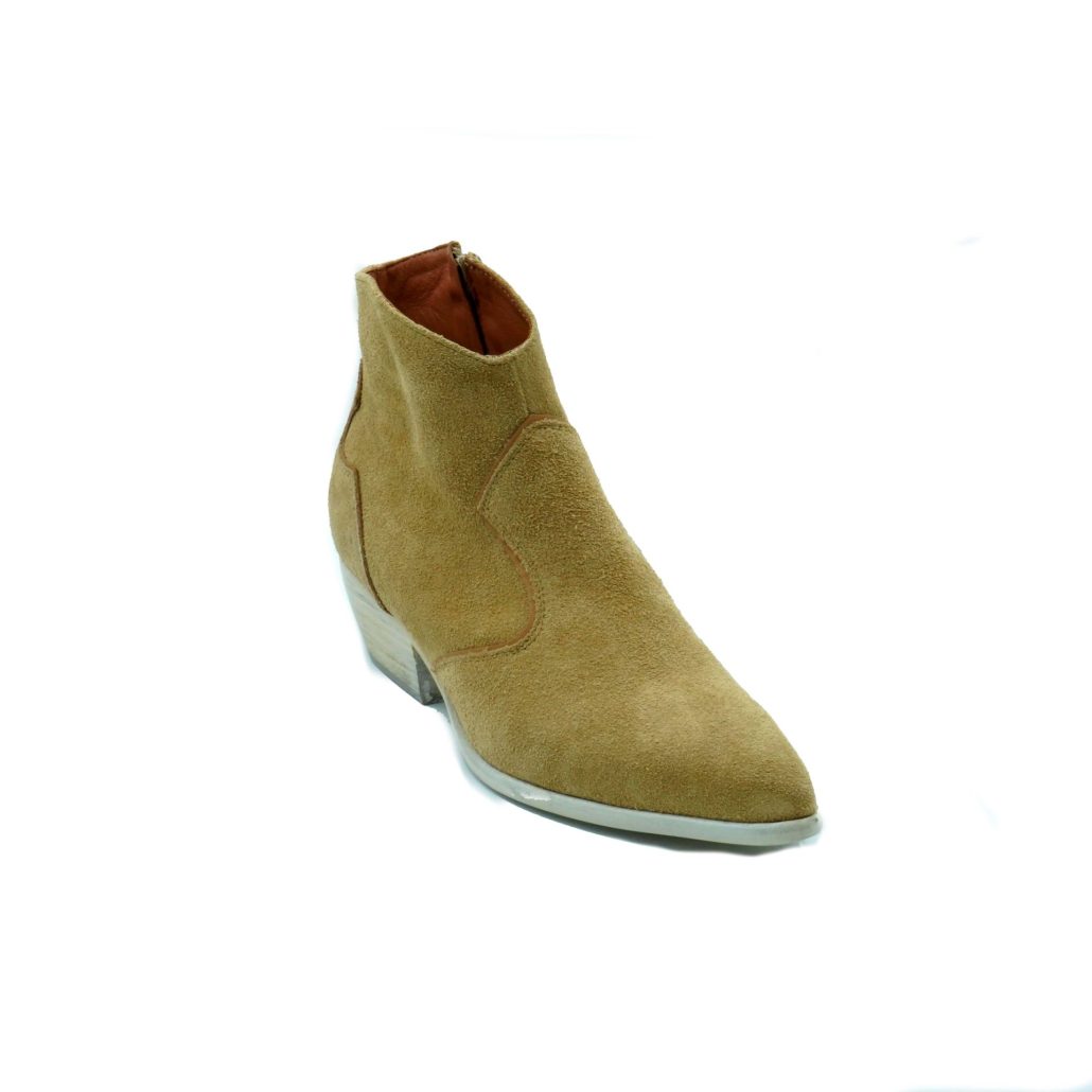 Lea Gu texano in camoscio con inserti in nappa, zip interna, tacco 40 mm Promozione Limitata