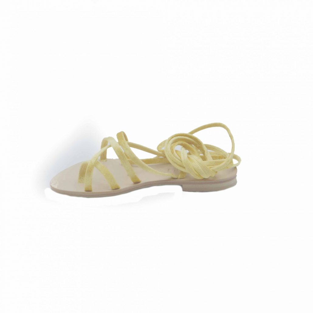 Lea Gu ciabattina infradito in velluto, incrocio frontale, lacci fino al ginocchio, tacco 10 mm Prezzo Ridotto