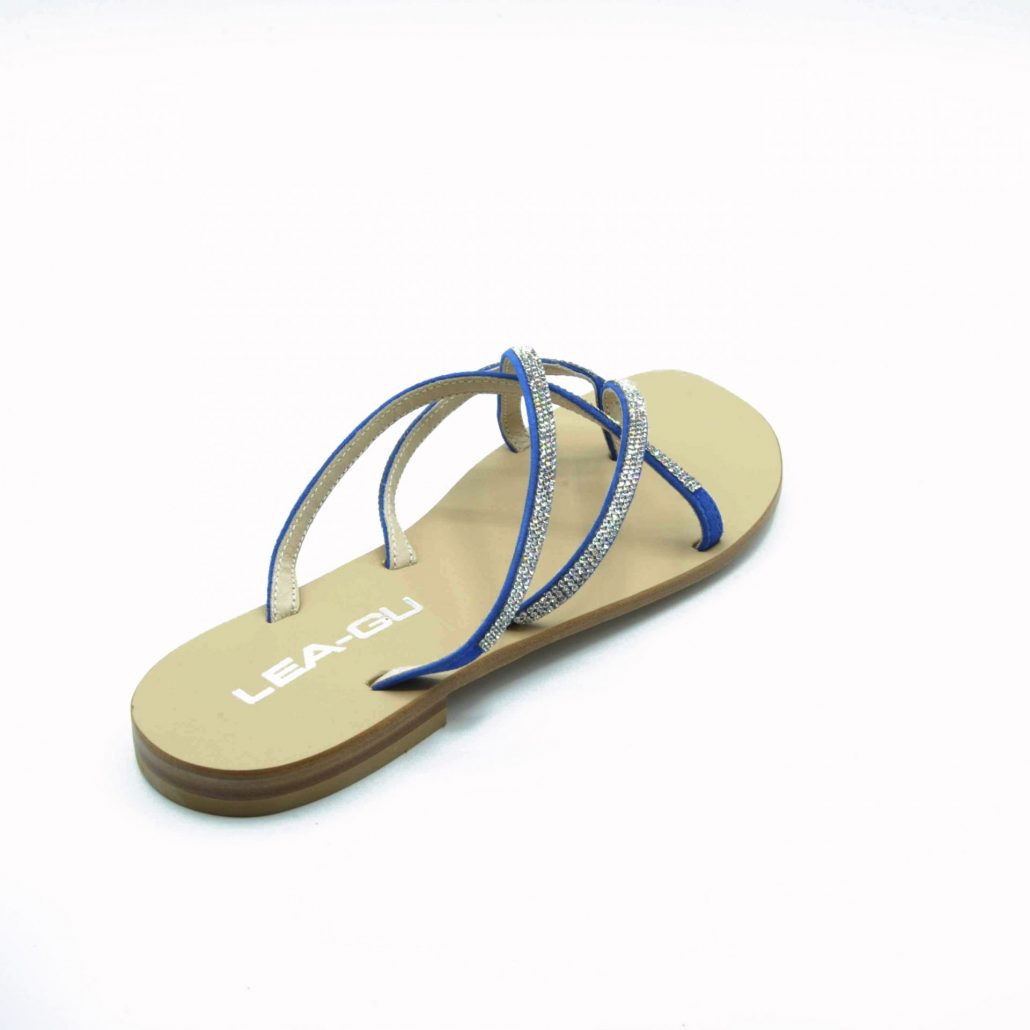 Lea Gu infradito in camoscio, incrocio con strass frontale, tacco 15 mm Novità