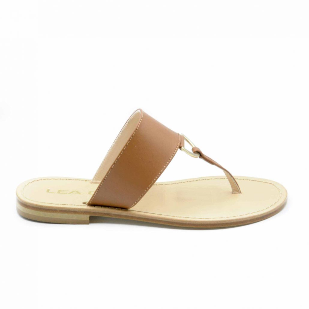 Lea Gu infradito in nappa, accessorio oro frontale, tacco 10 mm Sconto