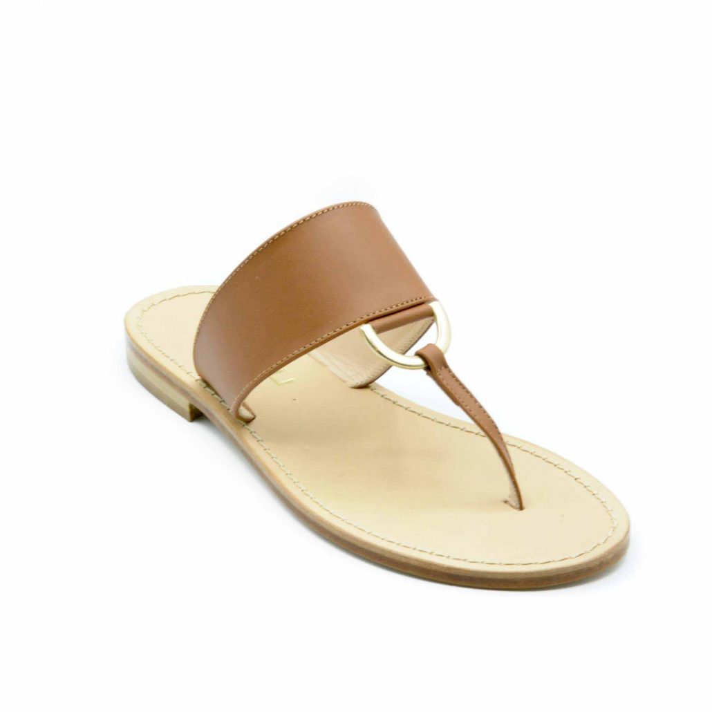 Lea Gu infradito in nappa, accessorio oro frontale, tacco 10 mm Sconto