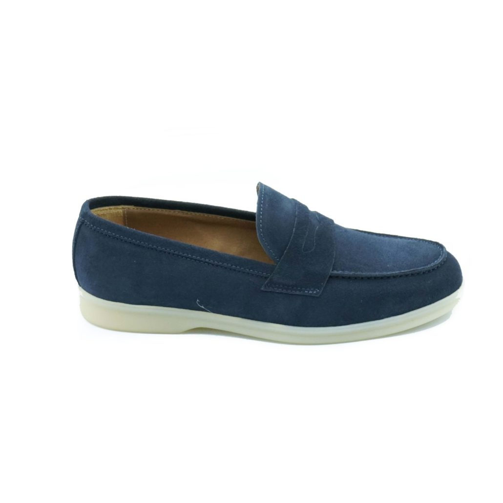 Lea Gu mocassino in camoscio, bocca di leone frontale, fondo gomma 20mm Online