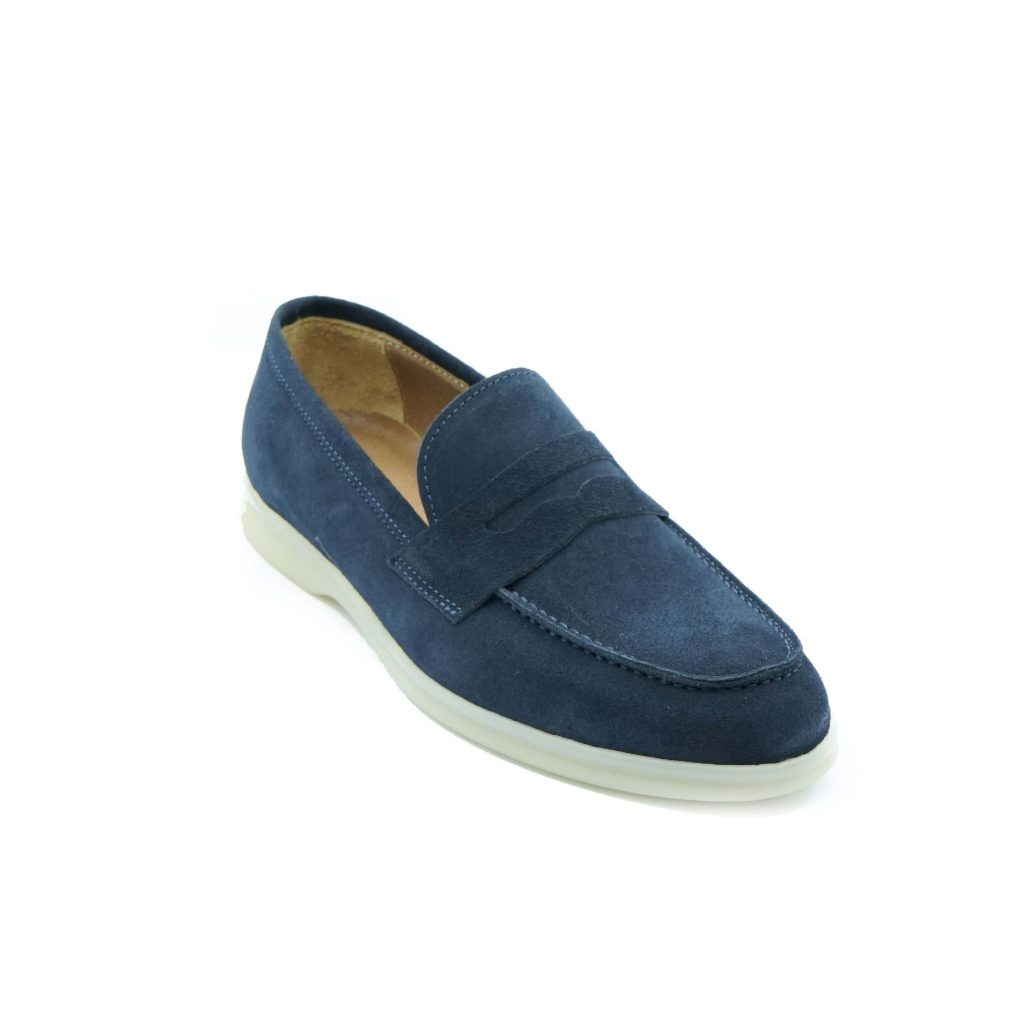 Lea Gu mocassino in camoscio, bocca di leone frontale, fondo gomma 20mm Online