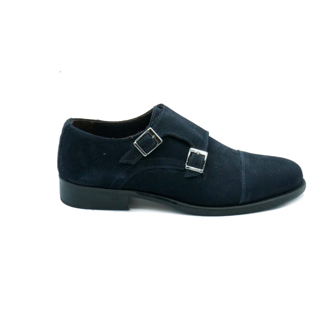 Lea Gu mocassino in camoscio, doppia fibbia frontale, tacco 25mm Offerte