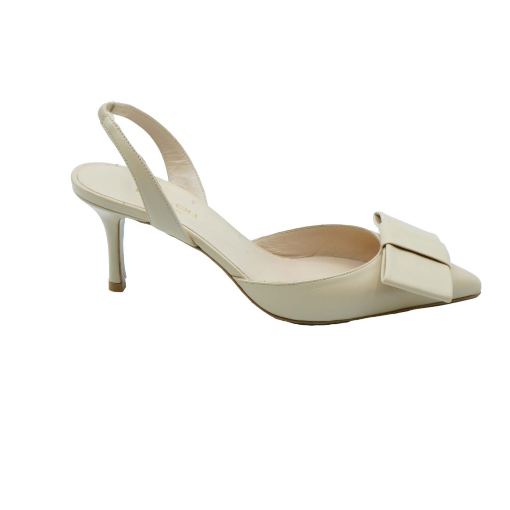 Lea Gu slingback in nappa, fiocco frontale, tacco 65mm Vendita Economica