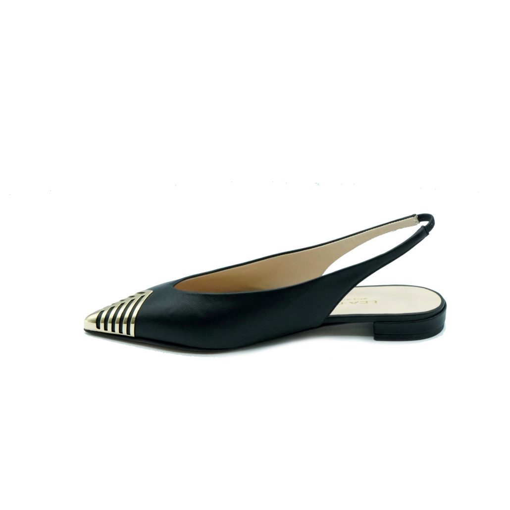 Lea Gu slingback in nappa, punta metallica, tacco 10mm Vendite Flash