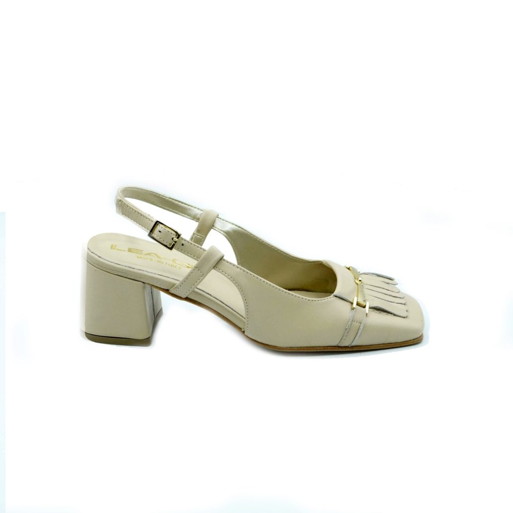 Lea Gu slingback in nappa, punta quadrata, accessorio e frange frontali, tacco 50mm Negozio online di fabbrica