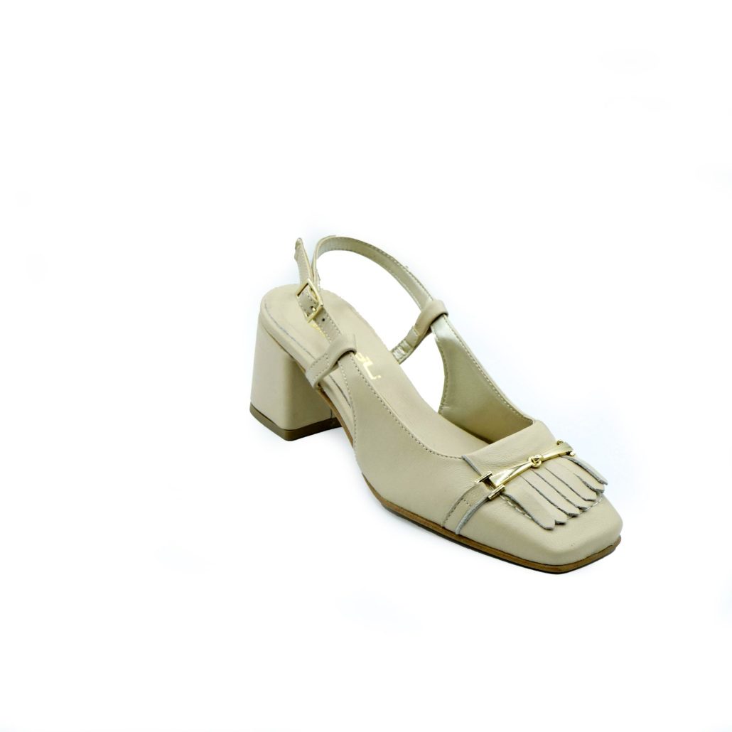 Lea Gu slingback in nappa, punta quadrata, accessorio e frange frontali, tacco 50mm Negozio online di fabbrica