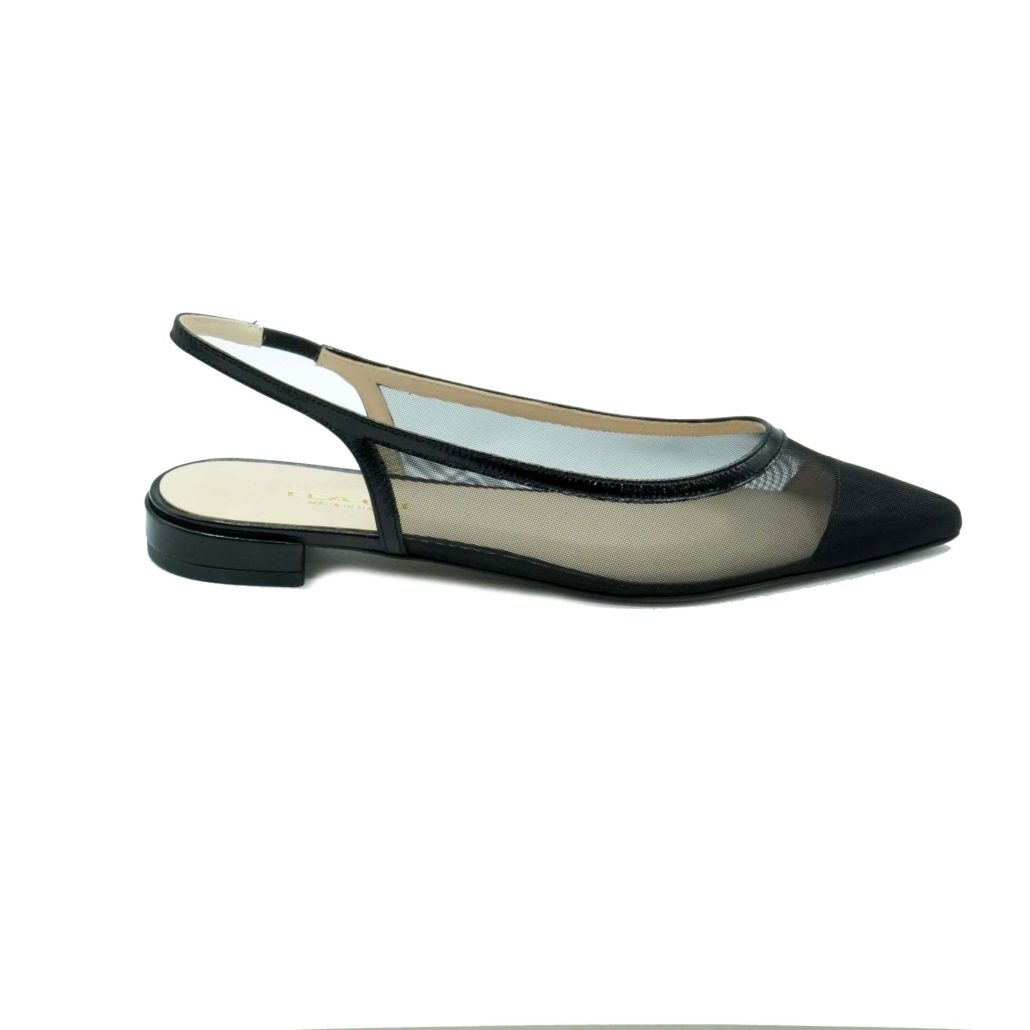Lea Gu slingback in rete con punta in contrasto, tacco 10mm Italia